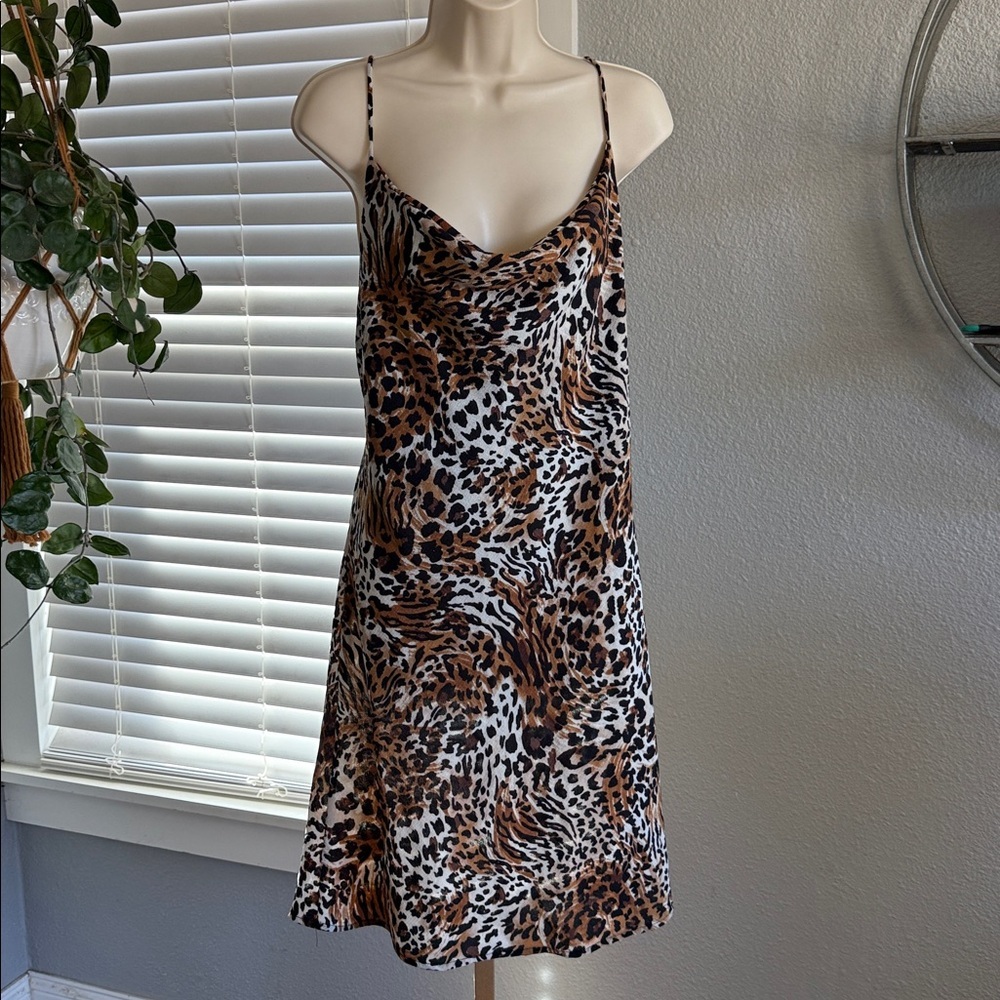 Naked Wardrobe Leopard Print Dress Size Large